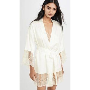 Flora Nikrooz Aurora  Wrap Robe with Lace in Ivory Size Extra Large